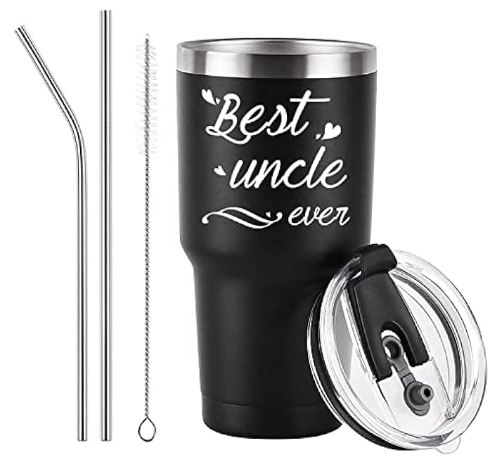 Best Uncle Ever Travel Mug Tumbler - Birthday and Father's Day Gift from Niece and Nephew - 30OZ
