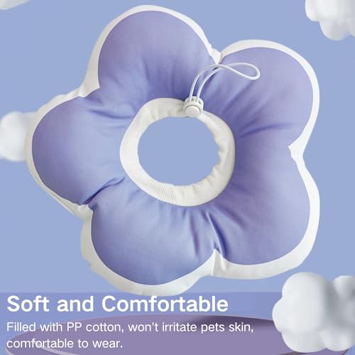 Image of Adjustable Rabbit Protection Cone - Soft Waterproof Recovery Collar for Bunny Chinchilla Guinea Pig Kitten After Surgery Wound Healing Elizabeth Neck Cone E-Collar for Small Pets (Purple, XS)
