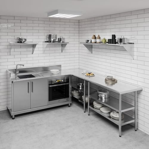 Image of AmGood 16 in. x 60 in. Stainless Steel Wall Shelf | NSF | Metal Shelving | Garage, Laundry, Storage, Utility Room | Restaurant, Commercial Kitchen