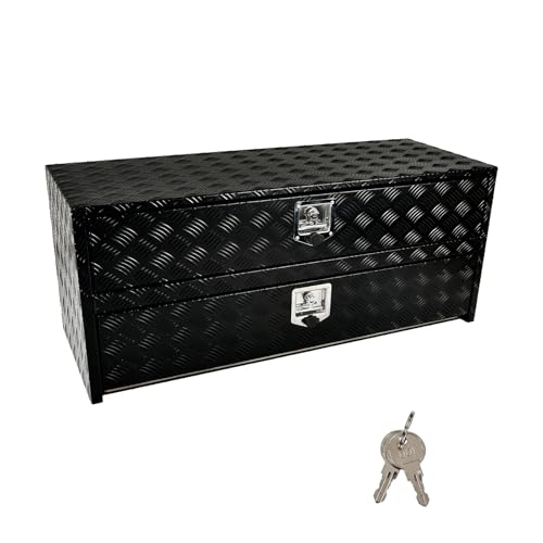 TBAPFS 48 Inch Black Aluminum Truck Tool Box Underbody with Drawers for Truck Cargo Van Outdoor Car Pickup Storage and Organization - 48"X18"X20"