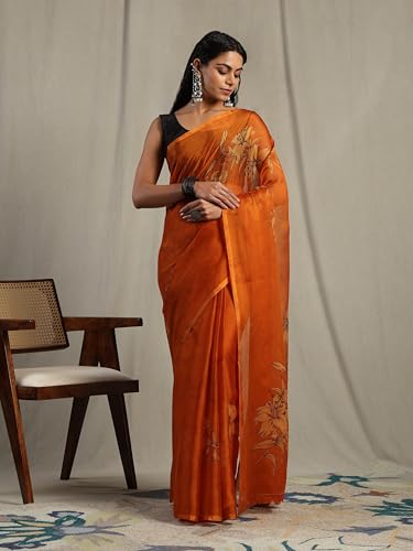 Image of Garden Vareli Floral Print Chiffon Saree