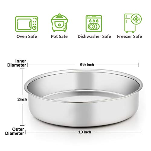 E-far 9½ Inch Cake Pan Set of 3, Stainless Steel Round Cake Baking Pans, Non-Toxic & Healthy, Mirror Finish & Dishwasher Safe
