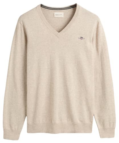 Gant Para Hombre. 8030562 Jersey De Cuello De Pico Y AlgodóN CláSico Beige (Xxl), Casual, Manga Larga-image
