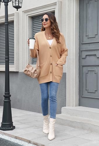 Image of ZAFUL Womens Open Front Cardigan Sweater Button Down Oversized Knit Loose Casual Chunky Pocket Outwear Coats