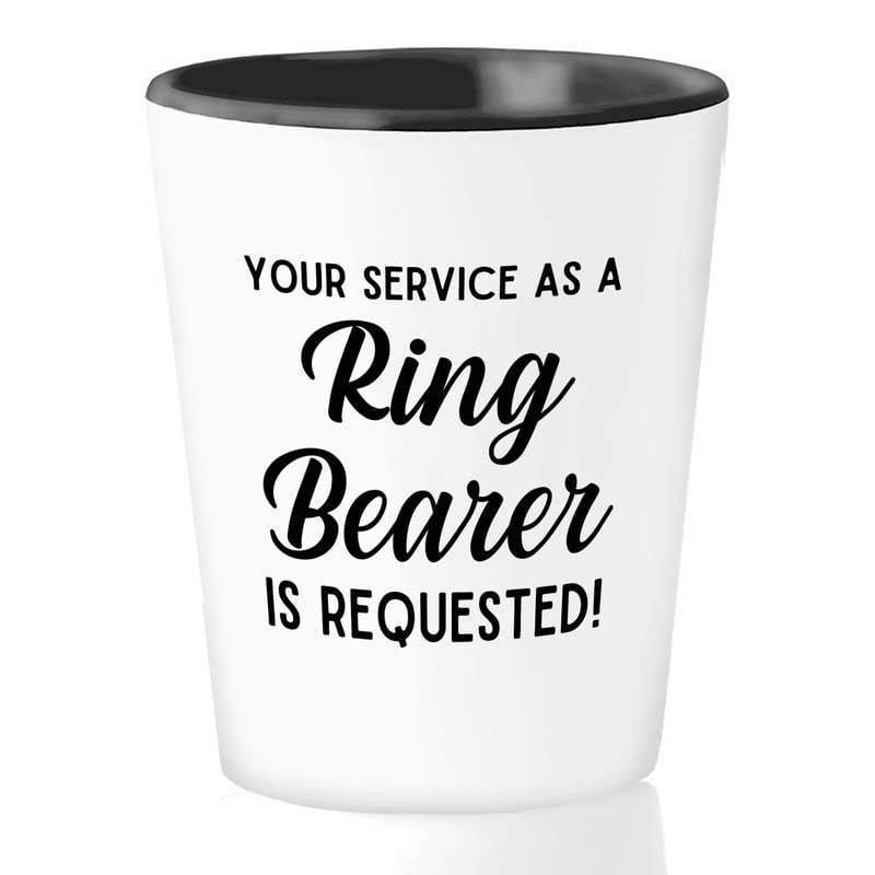 Bridesmaid Proposal Shot Glass 1.5oz - A Ring Berrier Is Requested! - Bridesmaid Grooms Proposal Gift Maid of Honor Girl Boy Bachelorette Gift Wedding Ceremony Female Male Marriage