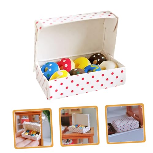 Toddmomy 1 Satz Simulations-Donut Miniatur-Donuts mit Schachteln realistisches Donuts-Spielzeug personalisierte mutterpasshülle personalisiert Modelle Mini- -Donuts-Dekor Harz- – Bild 3