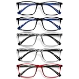 OPULIZE Ink Pack 5 Gafas De Lectura Grande Negro Gris Rojo Hombres Mujeres Bisagras Resorte RRRRR4-1177Z +2,50
