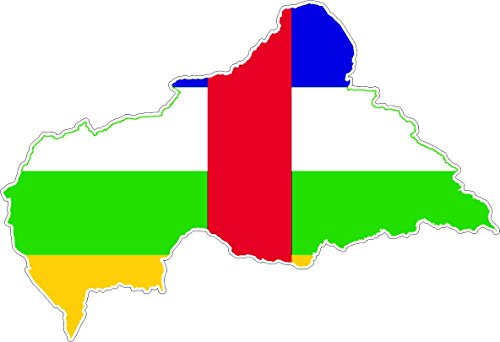 Akachafactory Autocollant Sticker adhesif Voiture Vinyle Drapeau Carte Republique Centrafricaine