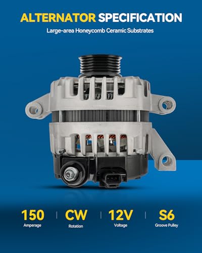 Image of PHILTOP Alternator Compatible with 2011-2012 F250 Super Duty 6.2L 2010-2014 F150 6.2L, 2011-2012 F350 Super Duty 6.2L, 150 Amp Alternator Replace 11651N FG15S024 FG15S024SP AL3T10300AC AL3Z10346B