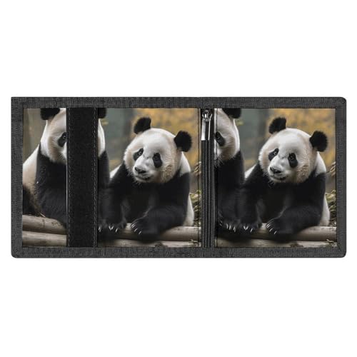 Two Big Pandas Trifold Wallet for Men - Money Clip Slim Wallets with Multiple Card Slots Minimalist Small Front Pocket Wallet for Everyday Carry4