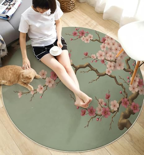 Tapis de sol imprimé fleurs de prunier lavable et antidérapant
