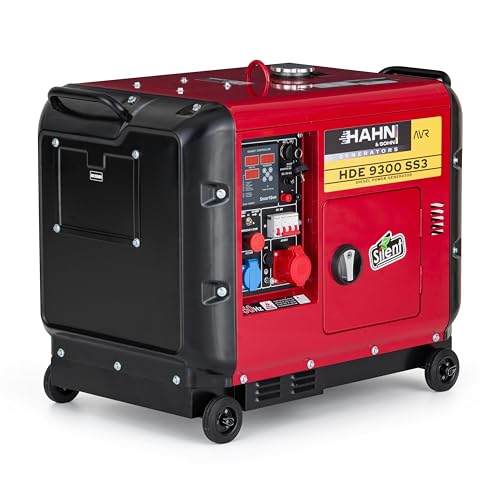 Hahn & Sohn HDE 9300SS3 Diesel Stromerzeuger - 9.3 kVA max. Leistung | E-Start, AVR, Stromgenerator für Baustelle, Haus, Garten, 70 dB - Notstromaggregat, Dieselgenerator, 230V