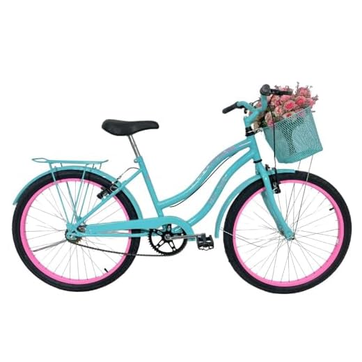 Bicicleta Infantil Aro 24 Cesta Feminina Azul Tifany