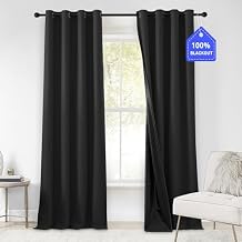 RYB HOME Linen Door Curtain Bundle 100% Blackout Curtains