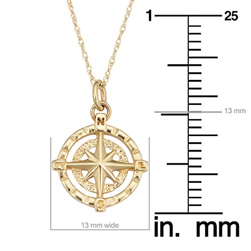 Kooljewelry 14k Yellow, White or Rose Gold Compass Windrose Pendant Rope Chain Necklace for Women (18 inch)4