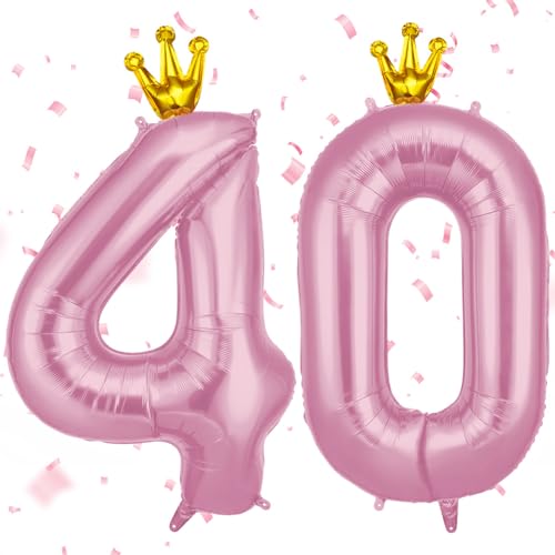 AOOSU Zahlen Luftballon 40 Rosa 40 Zoll Folienballon 40 Geburtstag Helium Ballon 40 101cm Luftballon Rosa Zahlenballon 40 Ballon mit Krone für Jahrestag Dekorationen Mädchen Geburtstag Party