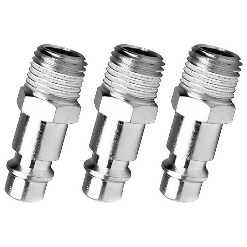 Yuiturt - Yuiturt 3 Pièces Raccord Rapide Mâle 1/4" Euro Conique Téflon, Kit Coupleur Pneumatique pour Air Comprimé, Compatible Compresseur et Tuyaux Industriels