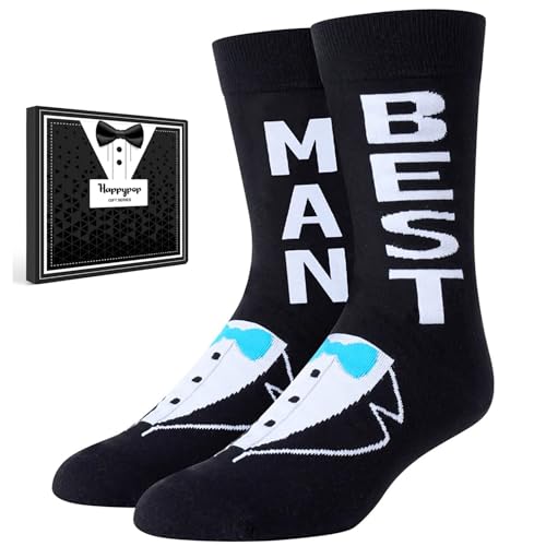HAPPYPOP Wedding Gifts for Best Man - Groomsman Socks for Engagement, Proposal Bachelor Party Gifts