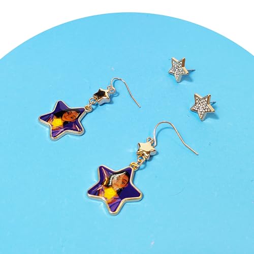 Disney Jewelry: 2 Disney Wish Hypoallergenic Earrings for Girls (1 Star Stud Earrings & 1 Fishhook Drop) Earring Sets with Charms One Size Fits All Girls Earrings, Disney Accessories for Girls Ages 4+4