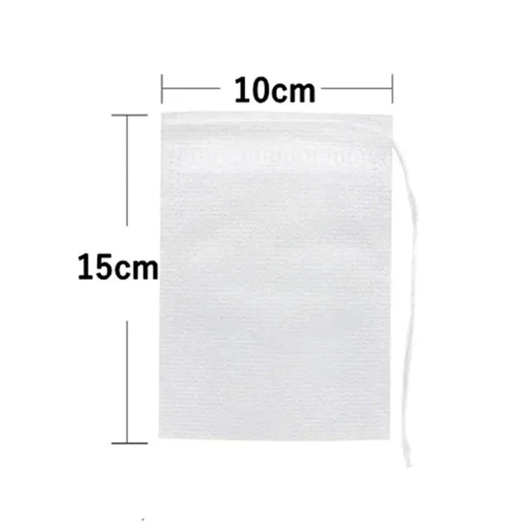 50-200 bolsas de filtro de té desechables de tela no tejida con cordón, papel de filtro de cocina para café, hierbas, té suelto (10 x 12 cm, 200 unidades)