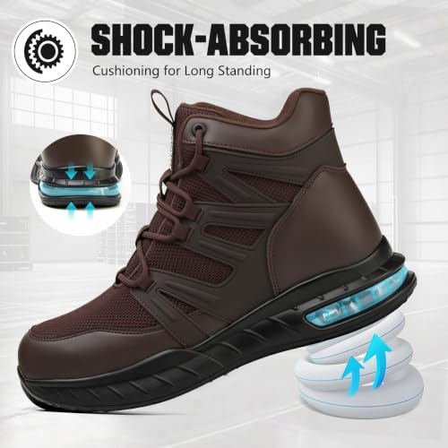 Hogent Steel Toe Boots for Men, Cushioned Safety Work Shoes - image 4