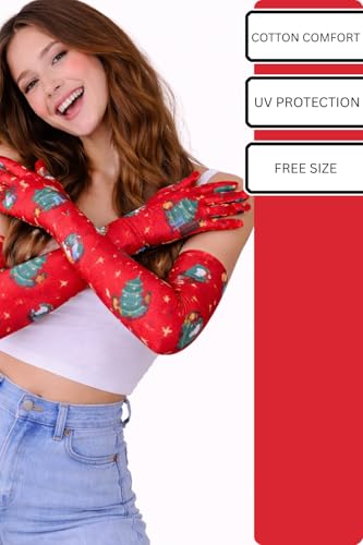 Image of Women's Driving Gloves, Printed Cotton Full Hand Summer Gloves for Protection from Sun Burn /Heat /Pollution (Pack of 1 Pair)
