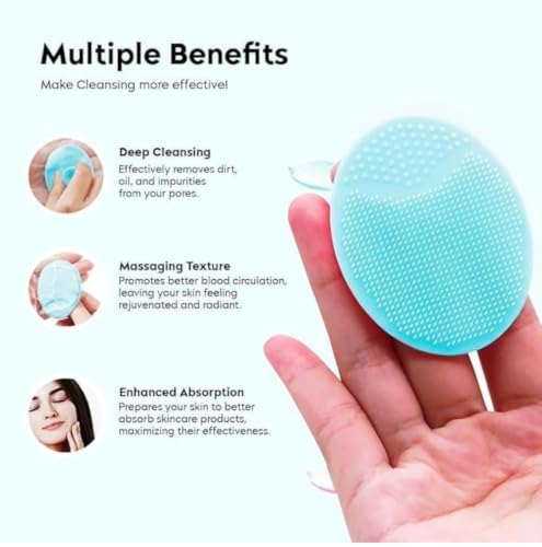 Image of 6-in-1 Silicone Bath Brush Set for Full Body Care - Long Handle Back Scrubber, Body Exfoliator, Scalp Massager, Face Cleansing Brush & Loofah for Men & Women