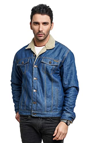 Image of Men's Winter Wear Sherpa Blue Denim Jacket