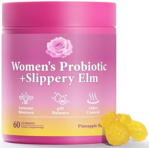 Her Juicy Feminine Probiotics Gummies with Slippery Elm Supports pH Balance Gut Health & Immune System Promote Vaginal Health for Women 60 Pineapple Gummies