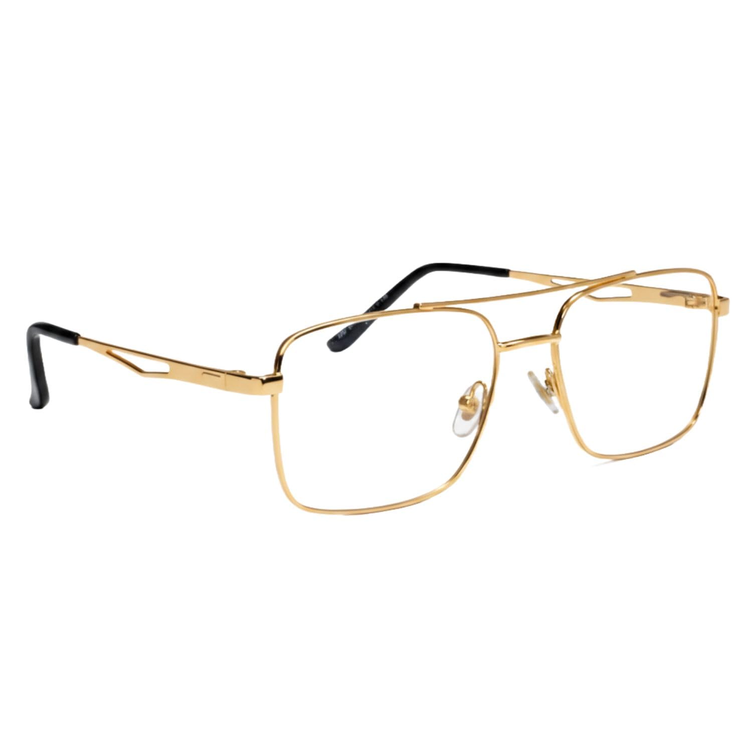 Liza Angel Square Metal Glasses | Golden Shine Frame | Spring Hinge | Clear Lens | Men/Women (135mm) LA13P - Review, Price and Buying Guide