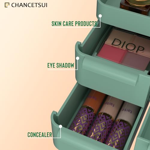 Image of Green Makeup Organizer Countertop for Vanity: Bathroom Counter Storage