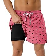 American Trends Mens Swim Trunks with Compression Liner Quick Dry Swimsuit 5" Men's Board Shorts