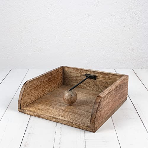 Bhavatu Rustic Farmhouse Wood Napkin Holder, Napkin Holder For Kitchen Tables, Counter Tops, Indoor And Outdoor, Picnic, Restaurants, Cafe, Vintage Home Decor (8" X 8" X 2.8") #TOP2