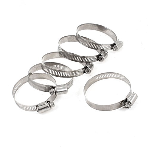Aexit 6pcs Adjustable Clamps 44-67mm Worm Drive Hose Clamps Clips Strap Clamps Silver Tone