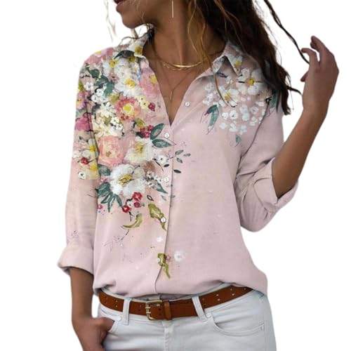 Long Sleeve Button Down Dress Shirts for Women Printed Casual Cute Dressy Fashion Work Blouses Trendy Tops