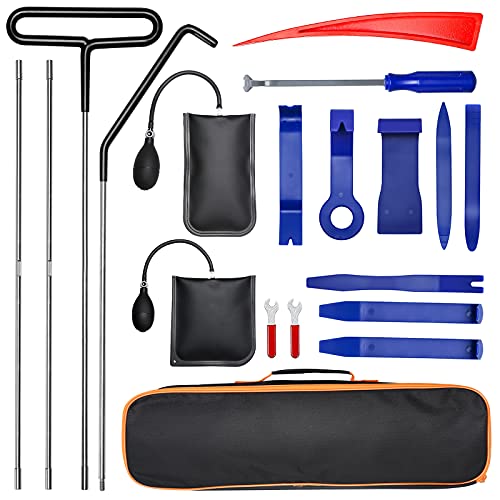 SOTOGASUKI Car Tool Kit with Long Reach Tool Air Wedge Non Marring Wedge PVC Pump Bag Professional Automotive Trim Removal Tool Suitable for Most Cars (18 pcs) SOTOGASUKI Car Tool Kit with Long Reach Tool Air Wedge Non Marring Wedge PVC Pump Bag Professional Automotive Trim Removal Tool Suitable for Most Cars (18 pcs)