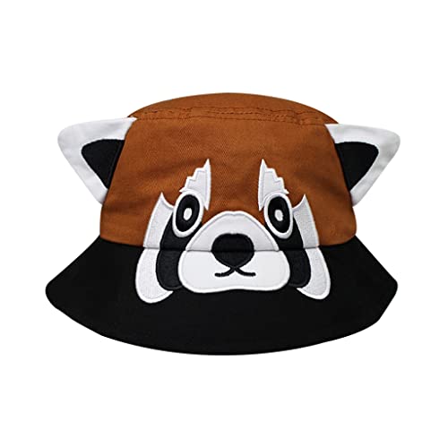 San Diego Zoo Red Panda Youth Bucket Hat, Brown, Black & White Bucket, Embroidered Red Panda Face with Ears, One Size