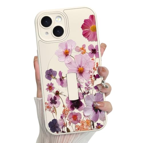 MZELQ for iPhone 15 Case Cute Floral Flower Pattern -Purple