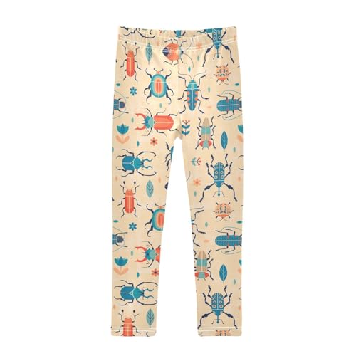 Girls Basic Leggings Baby Girls Pants Retro Insects Soft Footless Stretchy Tights Pants 4-10Y