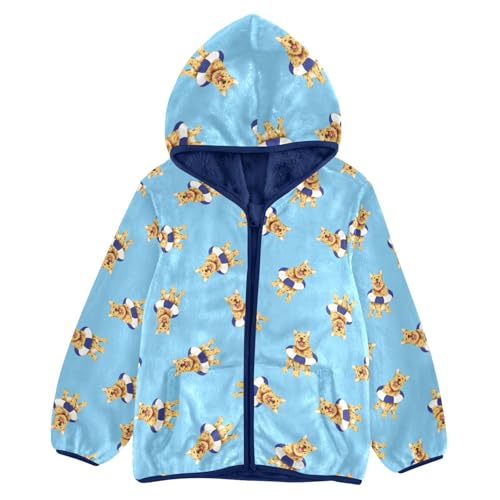 Golden Retriever Dog Toddler Fleece Jacket Baby Boys Hooded Zipper Long Sleeve Thick Warm Outerwear 3-10 Years