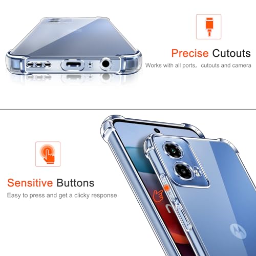Image of Lustree Back Cover Transparent Case Compatible with Motorola G34 /G45 | Clear + TPU Case with 4 Corner Air Cushion Protection & Camera Protection | Slim& Stylus Cover
