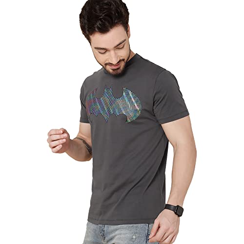Image of Free Authority Batman Printed Regular Fit Grey Cotton Men's T-Shirt