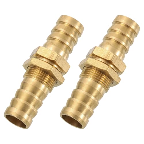 QUARKZMAN 2 Piezas De Racor De Manguera De 1/2', Unión Recta De Latón Hexagonal para Agua Combustible Aire, Color Dorado