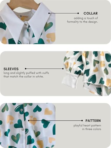Image of GRECIILOOKS Printed Shirts for Women`s | Stylish Heart Print Full Sleeve Shirt for Women | Comfortable Rich Collared Womens Shirt |Casual Trendy Outfit