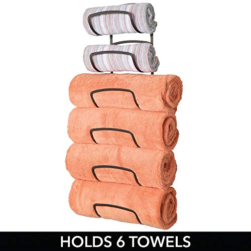 Mdesign Modern Decorative Metal Wine Bottle Storage Organizer Rack Holder - 6 Level Design - Wall Mount - Bronze #TOP6