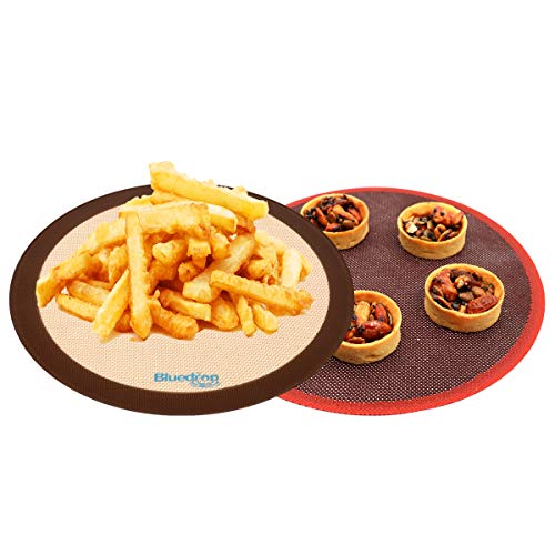 Bluedrop Round Silicone Baking Mats and Perforated Baking Sheet Sets For Toaster Oven
