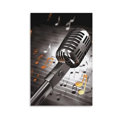 Microphone avec notes de musique pour habiller un mur vide decoration salon moderne