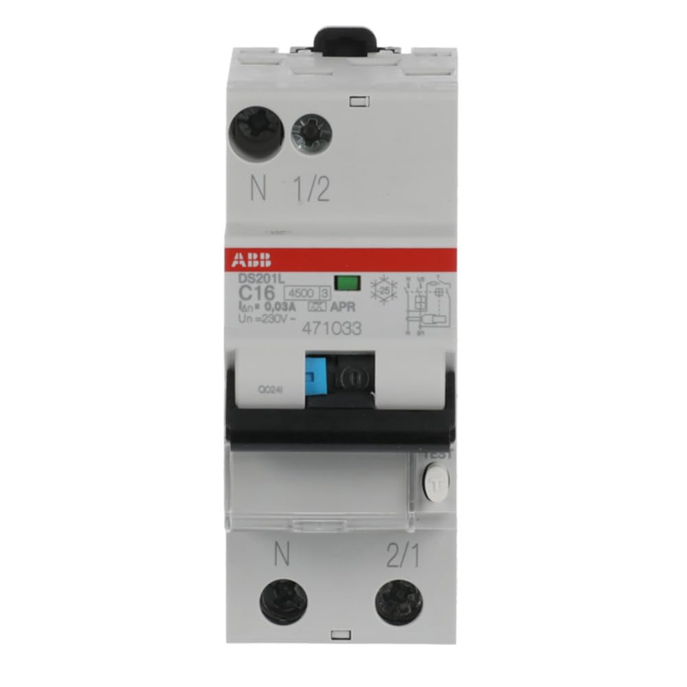 disjoncteur différentiel - 1p+​n - 4.5/​6ka - 16a - 30ma - abb 471033