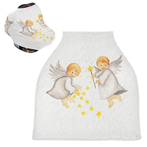 かわいい天使の星ベビーカーシートカバーキャノピー伸縮性看護カバー幼児用母乳の男の子の女の子のための通気性防風冬のスカーフ