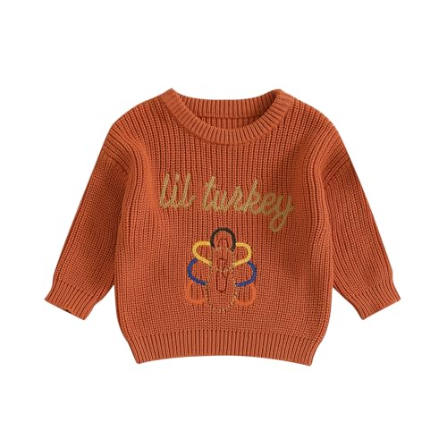 Thanksgiving Baby Girl Boy Outfit Newborn Toddler Little Turkey Oversized Knit Sweater Chunky Pullover Sweaters